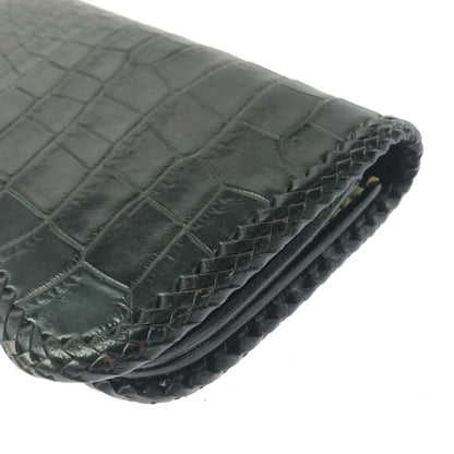 【現状渡し品】【メンズ】 SAAD サード LEATHER LONG WALLET クロコ型押し レザー ロングウォレット 長財布 200-260908-na-19-tagh カラー：ブラック 万代Net店