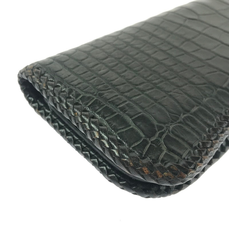 【現状渡し品】【メンズ】 SAAD サード LEATHER LONG WALLET クロコ型押し レザー ロングウォレット 長財布 200-260908-na-19-tagh カラー：ブラック 万代Net店