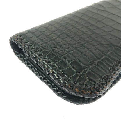【現状渡し品】【メンズ】 SAAD サード LEATHER LONG WALLET クロコ型押し レザー ロングウォレット 長財布 200-260908-na-19-tagh カラー：ブラック 万代Net店