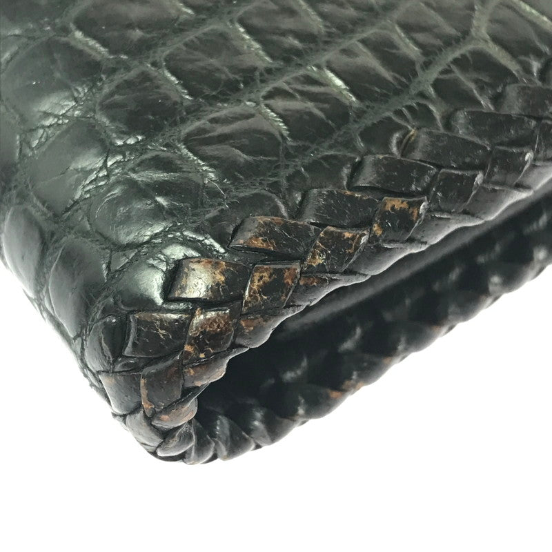 【現状渡し品】【メンズ】 SAAD サード LEATHER LONG WALLET クロコ型押し レザー ロングウォレット 長財布 200-260908-na-19-tagh カラー：ブラック 万代Net店