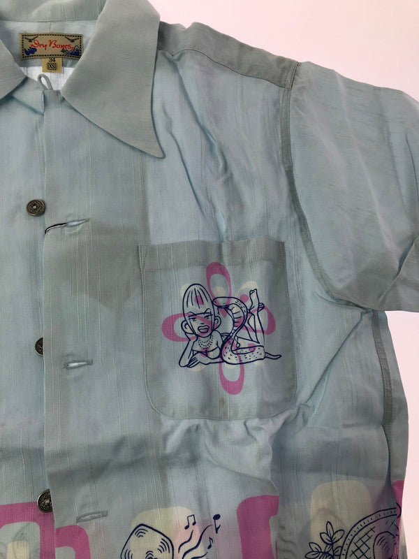 【中古品】【メンズ】 DRY BONES ドライボーンズ OPEN COLLAR SHIRT DS-950 オープンカラーシャツ 半袖シャツ 145-260920-na-04-tagh サイズ：34/XS カラー：ライトブルー 万代Net店