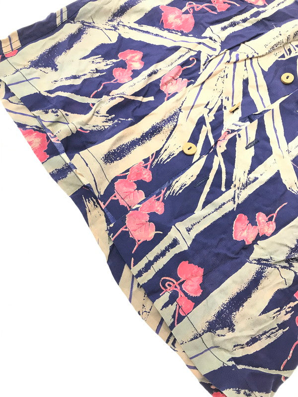 【中古品】【メンズ】 MAKANALEI マカナレイ SILK BAMBOO SHEATH PATTERN ALOHA SHIRT AMT-014 2001年製 アロハシャツt 開襟シャツ トップス 145-260826-rt-05-tagh サイズ：XS カラー：ネイビー 万代Net店