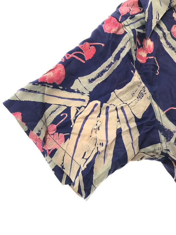 【中古品】【メンズ】 MAKANALEI マカナレイ SILK BAMBOO SHEATH PATTERN ALOHA SHIRT AMT-014 2001年製 アロハシャツt 開襟シャツ トップス 145-260826-rt-05-tagh サイズ：XS カラー：ネイビー 万代Net店