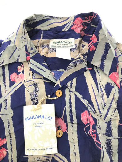 【中古品】【メンズ】 MAKANALEI マカナレイ SILK BAMBOO SHEATH PATTERN ALOHA SHIRT AMT-014 2001年製 アロハシャツt 開襟シャツ トップス 145-260826-rt-05-tagh サイズ：XS カラー：ネイビー 万代Net店