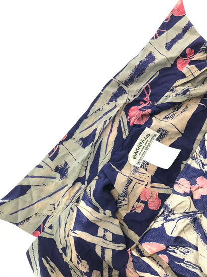 【中古品】【メンズ】 MAKANALEI マカナレイ SILK BAMBOO SHEATH PATTERN ALOHA SHIRT AMT-014 2001年製 アロハシャツt 開襟シャツ トップス 145-260826-rt-05-tagh サイズ：XS カラー：ネイビー 万代Net店