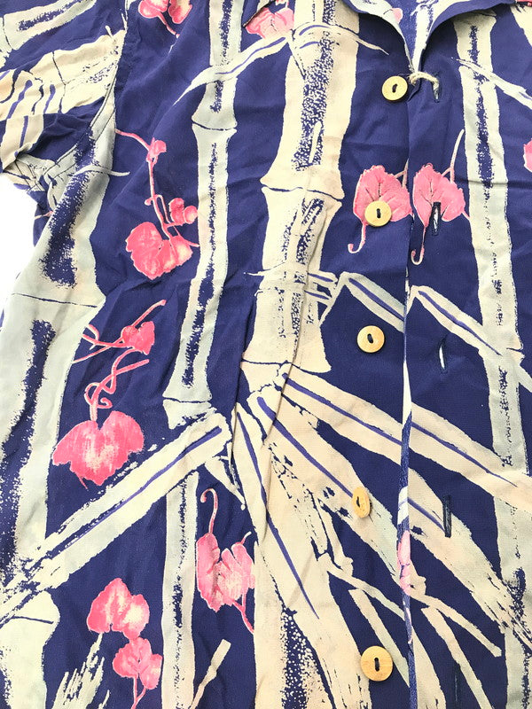 【中古品】【メンズ】 MAKANALEI マカナレイ SILK BAMBOO SHEATH PATTERN ALOHA SHIRT AMT-014 2001年製 アロハシャツt 開襟シャツ トップス 145-260826-rt-05-tagh サイズ：XS カラー：ネイビー 万代Net店