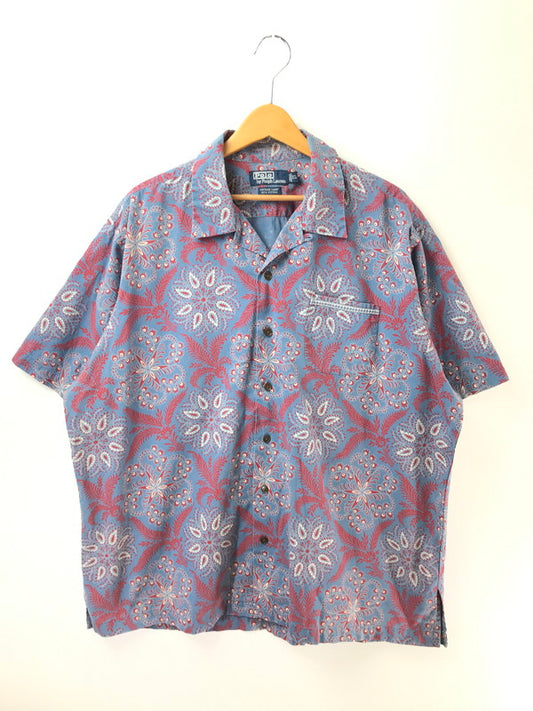【中古品】【メンズ】 POLO RALPH LAUREN ポロ・ラルフローレン OPEN COLOR SLEEVE SHIRT BLUE RED オープンカラー スリーブ シャツ トップス 146-260826-rt-03-tagh サイズ：XL カラー：ブルー/レッド 万代Net店