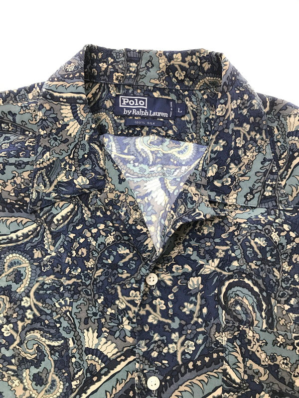 【中古品】【メンズ】 POLO BY RALPH LAUREN ポロ バイ ラルフローレン 90's S/S SILK OPEN COLLOR SHIRT シルクオープン カラー シャツ トップス 146-260826-rt-04-tagh サイズ：L カラー：グリーン 万代Net店