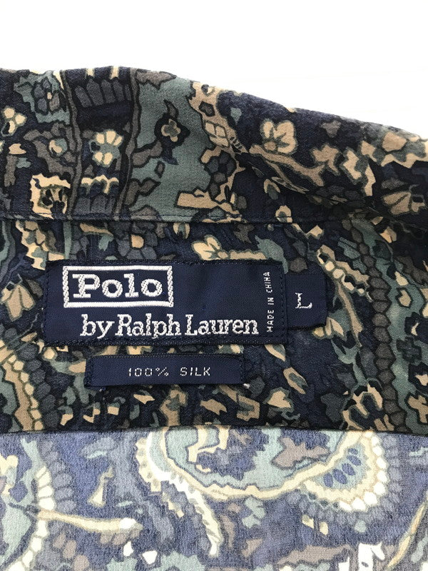 【中古品】【メンズ】 POLO BY RALPH LAUREN ポロ バイ ラルフローレン 90's S/S SILK OPEN COLLOR SHIRT シルクオープン カラー シャツ トップス 146-260826-rt-04-tagh サイズ：L カラー：グリーン 万代Net店