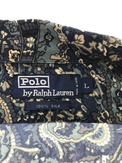 【中古品】【メンズ】 POLO BY RALPH LAUREN ポロ バイ ラルフローレン 90's S/S SILK OPEN COLLOR SHIRT シルクオープン カラー シャツ トップス 146-260826-rt-04-tagh サイズ：L カラー：グリーン 万代Net店