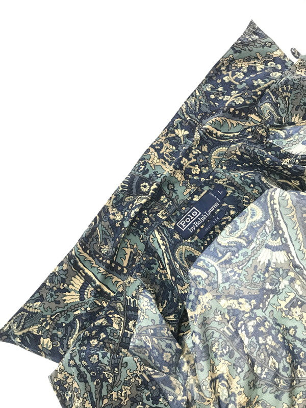 【中古品】【メンズ】 POLO BY RALPH LAUREN ポロ バイ ラルフローレン 90's S/S SILK OPEN COLLOR SHIRT シルクオープン カラー シャツ トップス 146-260826-rt-04-tagh サイズ：L カラー：グリーン 万代Net店