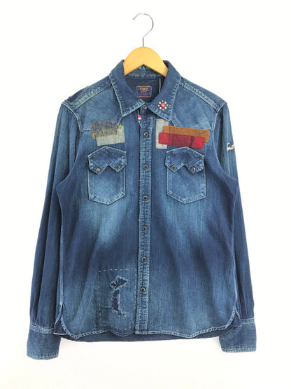 【中古品】【メンズ】 TMT ティーエムティー RIPPED LONG-SLEEVE DENIM SHIRT INDIGO TSH-F1501 ロングスリーブ デニム シャツ 長袖シャツ 145-260829-rt-02-tagh サイズ：L カラー：インディゴ 万代Net店