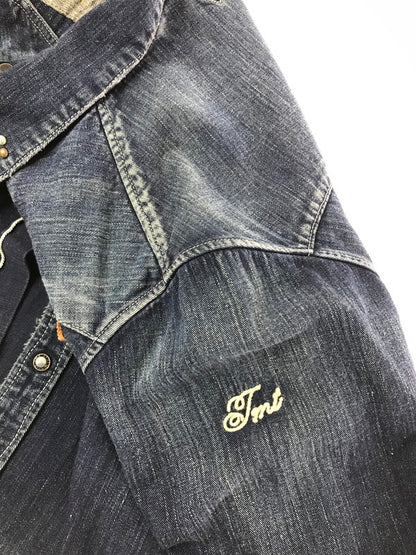 【中古品】【メンズ】 TMT ティーエムティー RIPPED LONG-SLEEVE DENIM SHIRT INDIGO TSH-F1501 ロングスリーブ デニム シャツ 長袖シャツ 145-260829-rt-02-tagh サイズ：L カラー：インディゴ 万代Net店