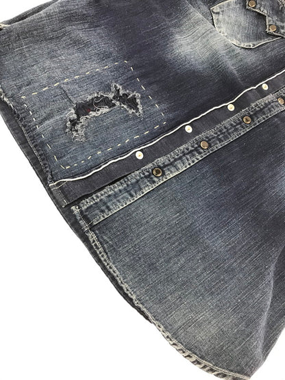 【中古品】【メンズ】 TMT ティーエムティー RIPPED LONG-SLEEVE DENIM SHIRT INDIGO TSH-F1501 ロングスリーブ デニム シャツ 長袖シャツ 145-260829-rt-02-tagh サイズ：L カラー：インディゴ 万代Net店