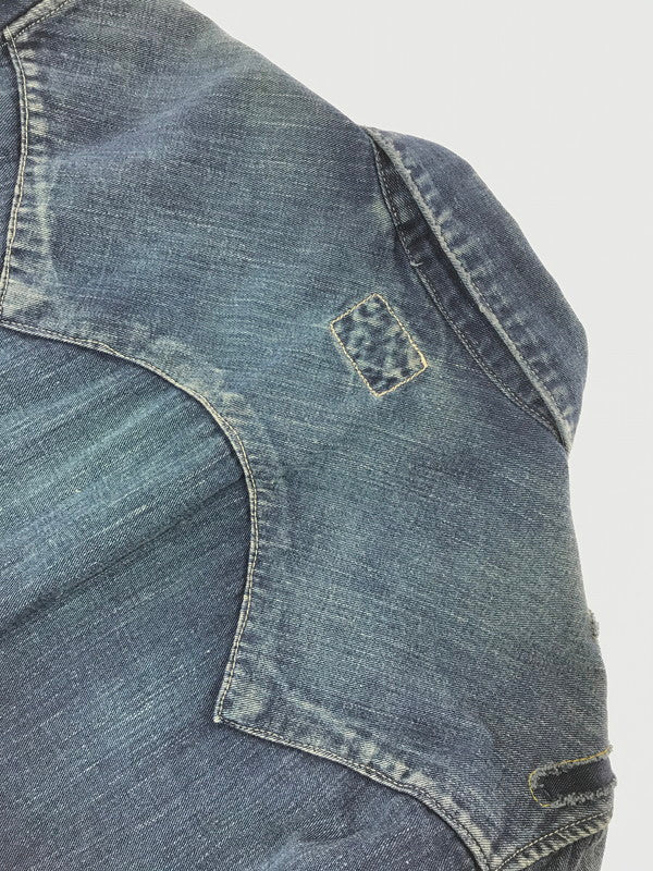 【中古品】【メンズ】 TMT ティーエムティー RIPPED LONG-SLEEVE DENIM SHIRT INDIGO TSH-F1501 ロングスリーブ デニム シャツ 長袖シャツ 145-260829-rt-02-tagh サイズ：L カラー：インディゴ 万代Net店