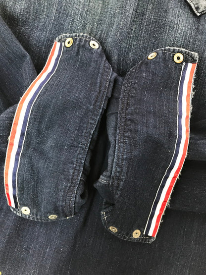 【中古品】【メンズ】 TMT ティーエムティー RIPPED LONG-SLEEVE DENIM SHIRT INDIGO TSH-F1501 ロングスリーブ デニム シャツ 長袖シャツ 145-260829-rt-02-tagh サイズ：L カラー：インディゴ 万代Net店