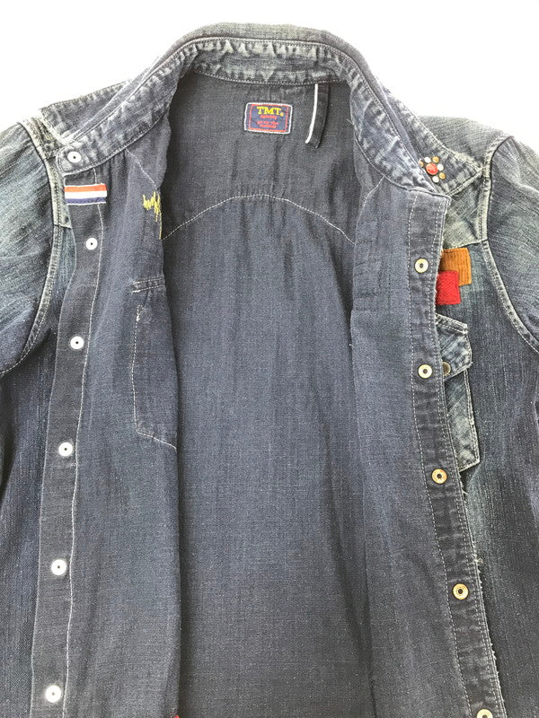 【中古品】【メンズ】 TMT ティーエムティー RIPPED LONG-SLEEVE DENIM SHIRT INDIGO TSH-F1501 ロングスリーブ デニム シャツ 長袖シャツ 145-260829-rt-02-tagh サイズ：L カラー：インディゴ 万代Net店