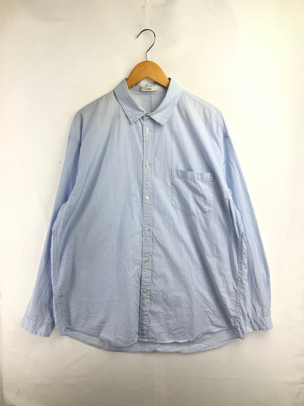 【中古品】【メンズ】 ATON エイトン LS STRIPE SHIRT BLUE 70193402 長袖ストライプシャツ リアルスタンダード トップス 140-260830-su-06-tagh サイズ：6 カラー：ブルー 万代Net店