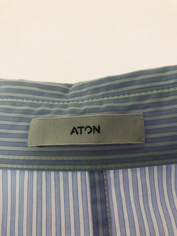 【中古品】【メンズ】 ATON エイトン LS STRIPE SHIRT BLUE 70193402 長袖ストライプシャツ リアルスタンダード トップス 140-260830-su-06-tagh サイズ：6 カラー：ブルー 万代Net店