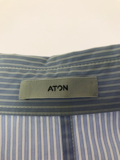 【中古品】【メンズ】 ATON エイトン LS STRIPE SHIRT BLUE 70193402 長袖ストライプシャツ リアルスタンダード トップス 140-260830-su-06-tagh サイズ：6 カラー：ブルー 万代Net店