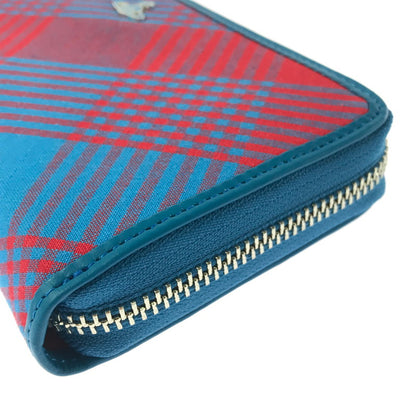 【中古美品】【レディース】 VIVIENNE WESTWOOD ヴィヴィアンウエストウッド TARTAN CHECK ZIP ROUND WALLET タータンチェック ラウンド ファスナー ウォレット 長財布 200-260908-na-16-tagh カラー：レッド/ブルー 万代Net店