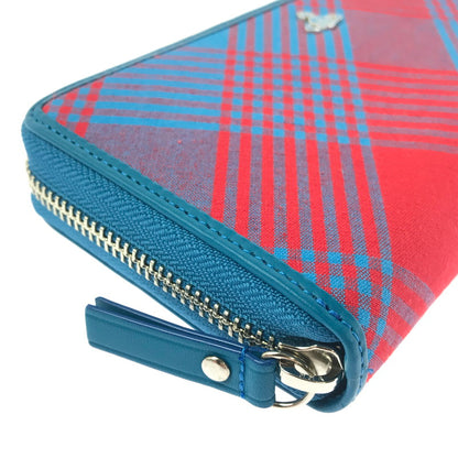 【中古美品】【レディース】 VIVIENNE WESTWOOD ヴィヴィアンウエストウッド TARTAN CHECK ZIP ROUND WALLET タータンチェック ラウンド ファスナー ウォレット 長財布 200-260908-na-16-tagh カラー：レッド/ブルー 万代Net店