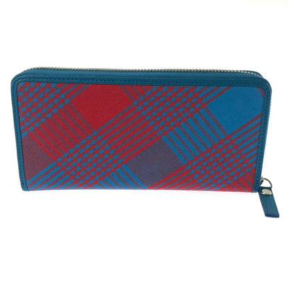 【中古美品】【レディース】 VIVIENNE WESTWOOD ヴィヴィアンウエストウッド TARTAN CHECK ZIP ROUND WALLET タータンチェック ラウンド ファスナー ウォレット 長財布 200-260908-na-16-tagh カラー：レッド/ブルー 万代Net店