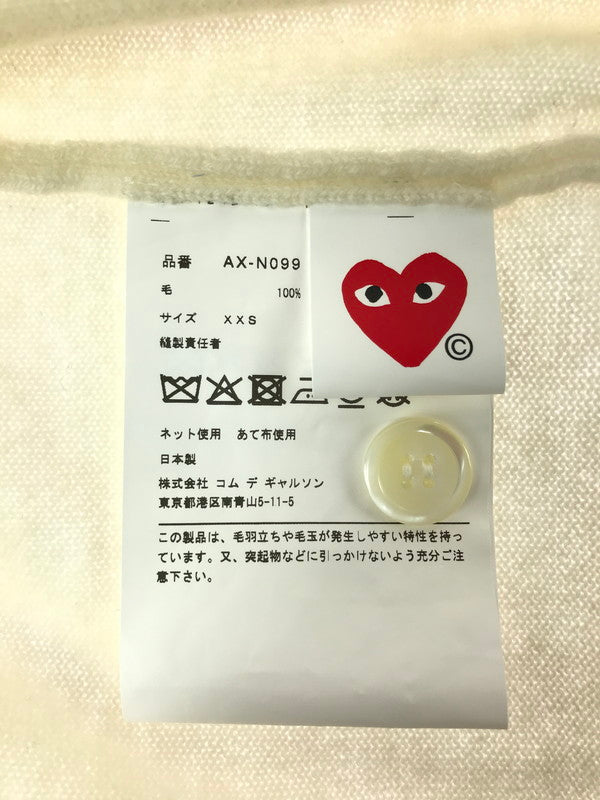 【中古品】【レディース】 PLAY COMME DES GARCONS プレイコムデギャルソン PINK HEART CARDIGAN AX-N099 AD2026 ピンクハートカーディガン 168-260830-su-01-tagh サイズ：XXS カラー：ナチュラルカラー 万代Net店