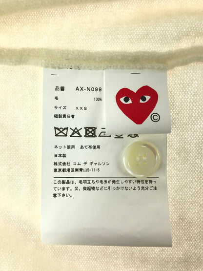 【中古品】【レディース】 PLAY COMME DES GARCONS プレイコムデギャルソン PINK HEART CARDIGAN AX-N099 AD2026 ピンクハートカーディガン 168-260830-su-01-tagh サイズ：XXS カラー：ナチュラルカラー 万代Net店