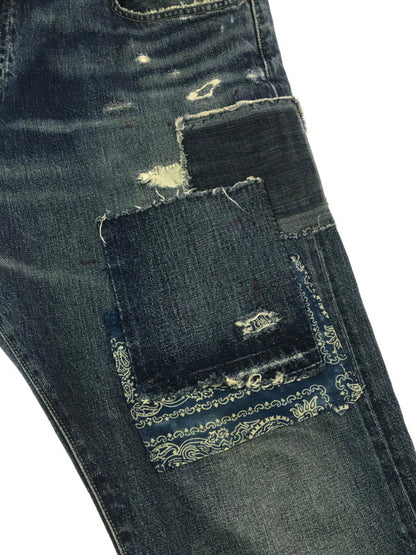 【現状渡し品】【メンズ】 POLO RALPH LAUREN ポロ・ラルフローレン PATCHWORK DENIM PANTS 09832 パッチワーク デニム パンツ ボトムス 158-260904-rt-20-tagh サイズ：40×32 カラー：インディゴ 万代Net店