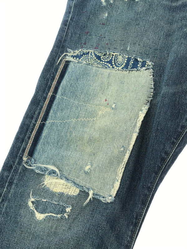 【現状渡し品】【メンズ】 POLO RALPH LAUREN ポロ・ラルフローレン PATCHWORK DENIM PANTS 09832 パッチワーク デニム パンツ ボトムス 158-260904-rt-20-tagh サイズ：40×32 カラー：インディゴ 万代Net店