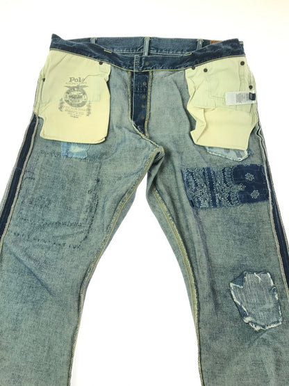 【現状渡し品】【メンズ】 POLO RALPH LAUREN ポロ・ラルフローレン PATCHWORK DENIM PANTS 09832 パッチワーク デニム パンツ ボトムス 158-260904-rt-20-tagh サイズ：40×32 カラー：インディゴ 万代Net店