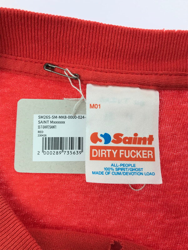 【現状渡し品】【メンズ】 SAINT MICHAEL セントマイケル 26SS SAINT! SS T-SHIRT RED SM-MK8-0000-024 2026年春夏 セイント! デザイン半袖カットソー 142-260830-su-03-tagh サイズ：XXL カラー：レッド 万代Net店