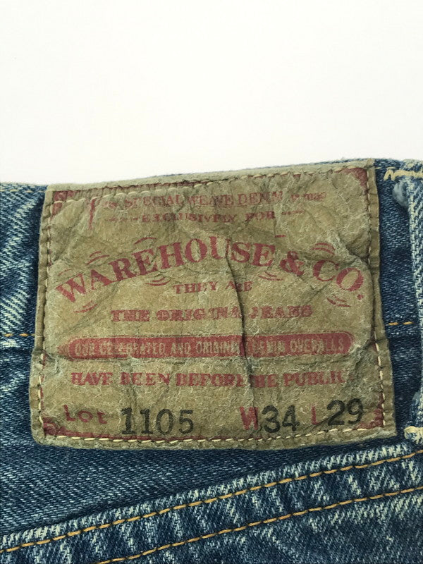 【現状渡し品】【メンズ】 WEARHOUSE&CO. ウエアハウス 2ND-HAND DENIM PANTS LOT 1105 セカンド ハンド デニム パンツ ボトムス 156-260904-rt-18-tagh サイズ：W34 L29 カラー：インディゴ 万代Net店