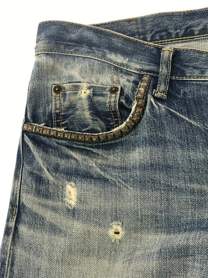 【現状渡し品】【メンズ】 HYSTERIC GLAMOUR ヒステリックグラマー DISTRESSED STUDDED DENIM PANTS 4AP-1553 ディストレスト スタッズ デニム パンツ ジーンズ 151-260904-rt-19-tagh サイズ：34 カラー：インディゴ 万代Net店