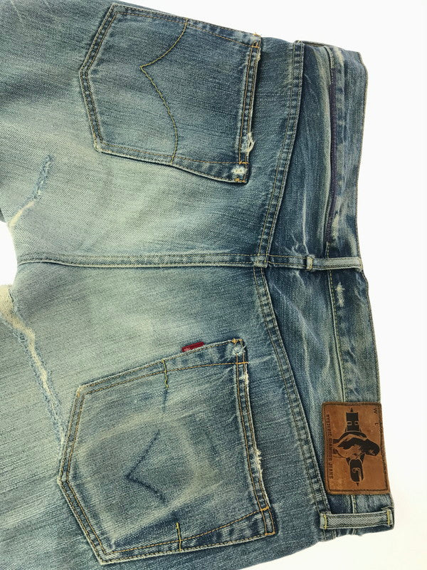 【現状渡し品】【メンズ】 HYSTERIC GLAMOUR ヒステリックグラマー DISTRESSED STUDDED DENIM PANTS 4AP-1553 ディストレスト スタッズ デニム パンツ ジーンズ 151-260904-rt-19-tagh サイズ：34 カラー：インディゴ 万代Net店