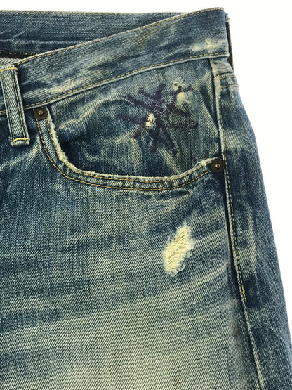【現状渡し品】【メンズ】 HYSTERIC GLAMOUR ヒステリックグラマー DISTRESSED STUDDED DENIM PANTS 4AP-1553 ディストレスト スタッズ デニム パンツ ジーンズ 151-260904-rt-19-tagh サイズ：34 カラー：インディゴ 万代Net店
