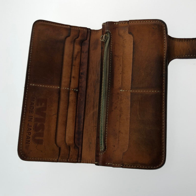 【現状渡し品】【メンズ】 EVISU エヴィス LEATHER LONG WALLET レザー ロング ウォレット 長財布 200-260912-rt-09-tagh カラー：ブラウン 万代Net店