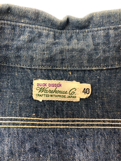 【中古品】【メンズ】 WAREHOUSE ウエアハウス DUCK DIGGER L/S CHAMBRAY WORK SHIRT シャンブレー ワークシャツ 長袖シャツ 145-260912-na-11-tagh サイズ：40 カラー：インディゴ 万代Net店
