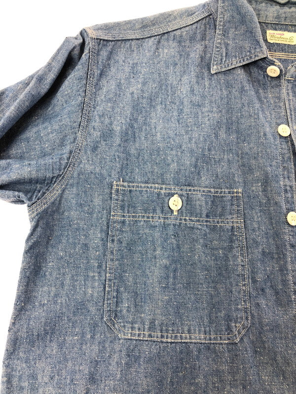 【中古品】【メンズ】 WAREHOUSE ウエアハウス DUCK DIGGER L/S CHAMBRAY WORK SHIRT シャンブレー ワークシャツ 長袖シャツ 145-260912-na-11-tagh サイズ：40 カラー：インディゴ 万代Net店