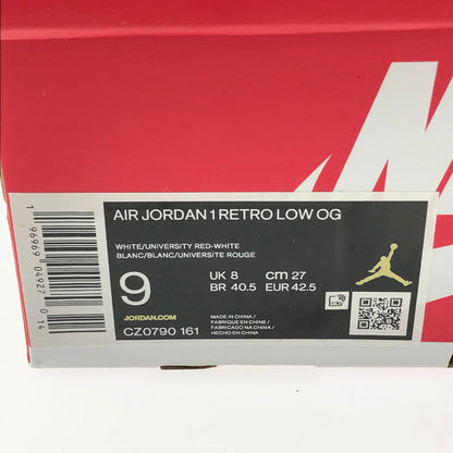 【中古美品】【メンズ】 NIKE ナイキ AIR JORDAN 1 RETRO LOW OG CZ0790-161 エアジョーダン 1 レトロ ロー スニーカー 靴 160-260908-na-02-tagh サイズ：27cm US 9 カラー：WHITE/UNIVERSITY RED-WHITE 万代Net店