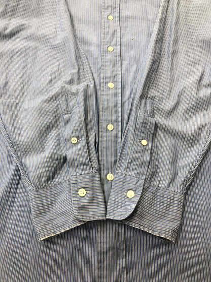 【中古品】【メンズ】 POLO RALPH LAUREN ポロ・ラルフローレン 90's LOWELL STRIPE LS SHIRT BLUE ローウェル ストライプ ロングスリーブ シャツ トップス 146-260904-rt-45-tagh サイズ：16-33 カラー：ブルー 万代Net店