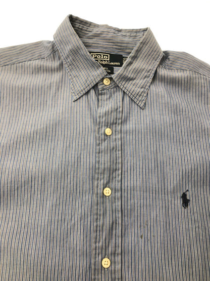 【中古品】【メンズ】 POLO RALPH LAUREN ポロ・ラルフローレン 90's LOWELL STRIPE LS SHIRT BLUE ローウェル ストライプ ロングスリーブ シャツ トップス 146-260904-rt-45-tagh サイズ：16-33 カラー：ブルー 万代Net店
