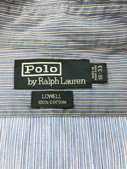 【中古品】【メンズ】 POLO RALPH LAUREN ポロ・ラルフローレン 90's LOWELL STRIPE LS SHIRT BLUE ローウェル ストライプ ロングスリーブ シャツ トップス 146-260904-rt-45-tagh サイズ：16-33 カラー：ブルー 万代Net店