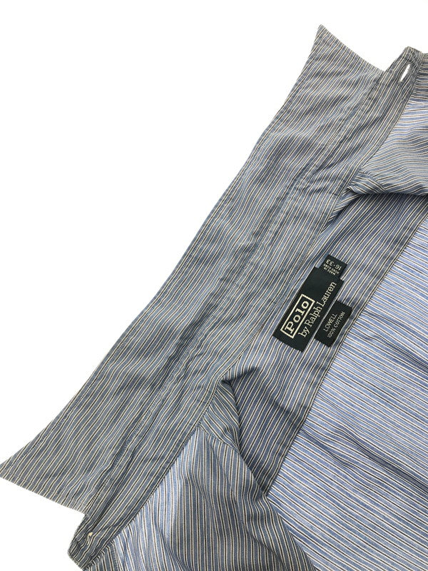 【中古品】【メンズ】 POLO RALPH LAUREN ポロ・ラルフローレン 90's LOWELL STRIPE LS SHIRT BLUE ローウェル ストライプ ロングスリーブ シャツ トップス 146-260904-rt-45-tagh サイズ：16-33 カラー：ブルー 万代Net店