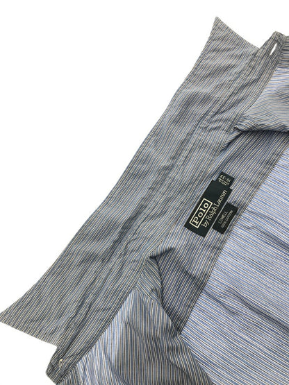 【中古品】【メンズ】 POLO RALPH LAUREN ポロ・ラルフローレン 90's LOWELL STRIPE LS SHIRT BLUE ローウェル ストライプ ロングスリーブ シャツ トップス 146-260904-rt-45-tagh サイズ：16-33 カラー：ブルー 万代Net店
