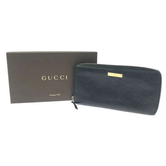 【現状渡し品】【メンズ】 GUCCI グッチ グッチシマ ラウンドファスナー ウォレット 112724 長財布 181-260908-na-12-tagh カラー：ブラック 万代Net店