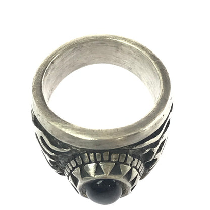 【中古品】【メンズ】 SV925 BLACK STONE FIRE PATTERN RING ブラック ストーン ファイヤー パターン リング アクセサリー 192-260906-rt-29-tagh カラー：シルバー 万代Net店
