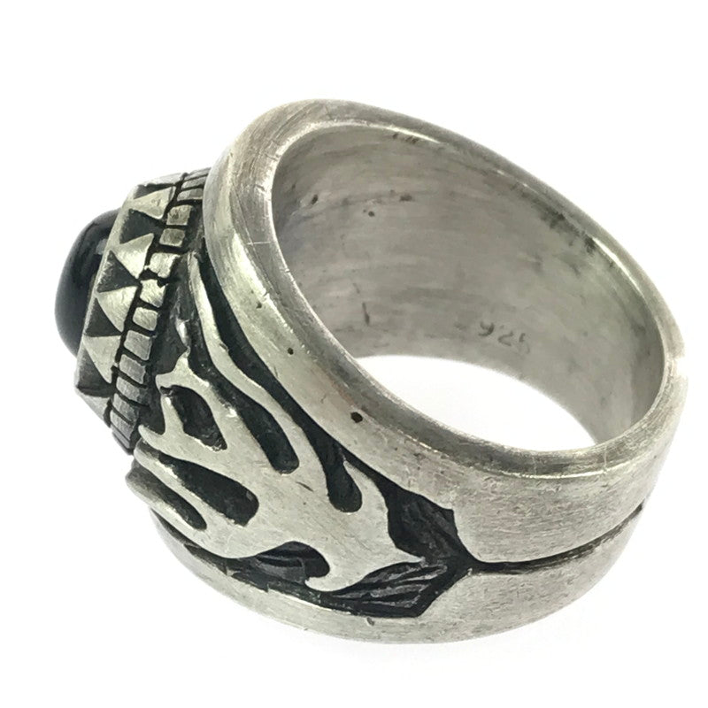 【中古品】【メンズ】 SV925 BLACK STONE FIRE PATTERN RING ブラック ストーン ファイヤー パターン リング アクセサリー 192-260906-rt-29-tagh カラー：シルバー 万代Net店