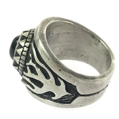 【中古品】【メンズ】 SV925 BLACK STONE FIRE PATTERN RING ブラック ストーン ファイヤー パターン リング アクセサリー 192-260906-rt-29-tagh カラー：シルバー 万代Net店